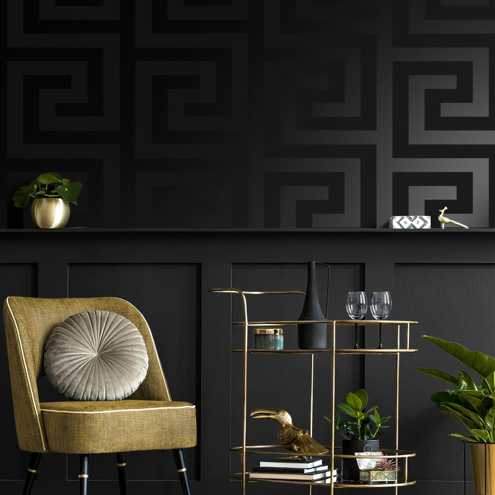 NW59400 greek key peel and stick wallpaper entryway from NextWall