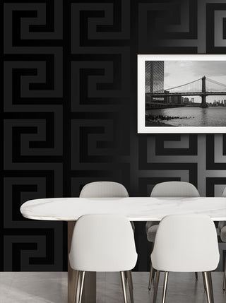 NW59400 greek key peel and stick wallpaper dining room from NextWall
