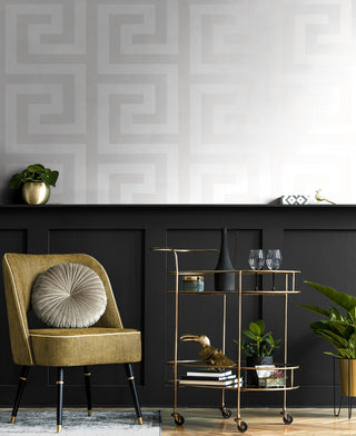 NW59410 greek key peel and stick wallpaper entryway from NextWall