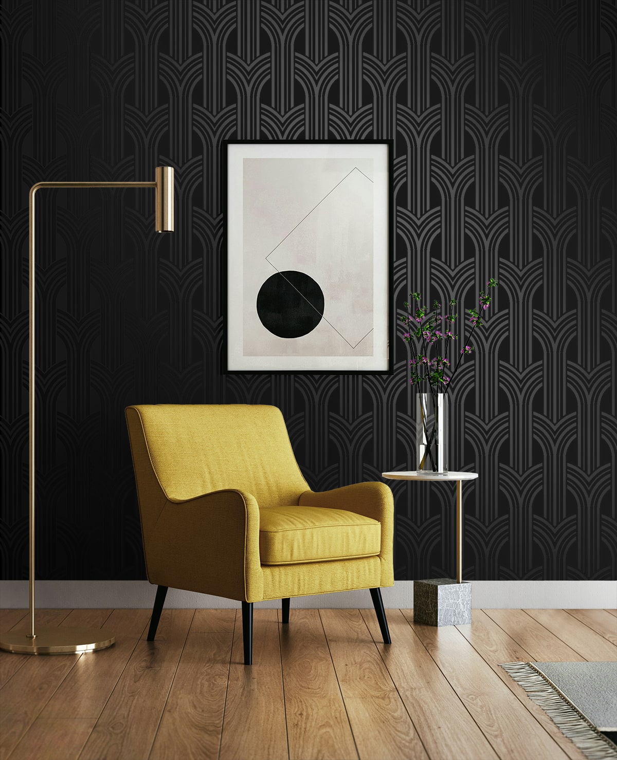 NW59500 geometric peel and stick wallpaper accent from NextWall