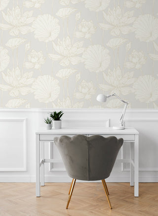 NW59700 lotus floral peel and stick wallpaper office from NextWall