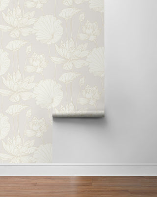 NW59700 lotus floral peel and stick wallpaper roll from NextWall
