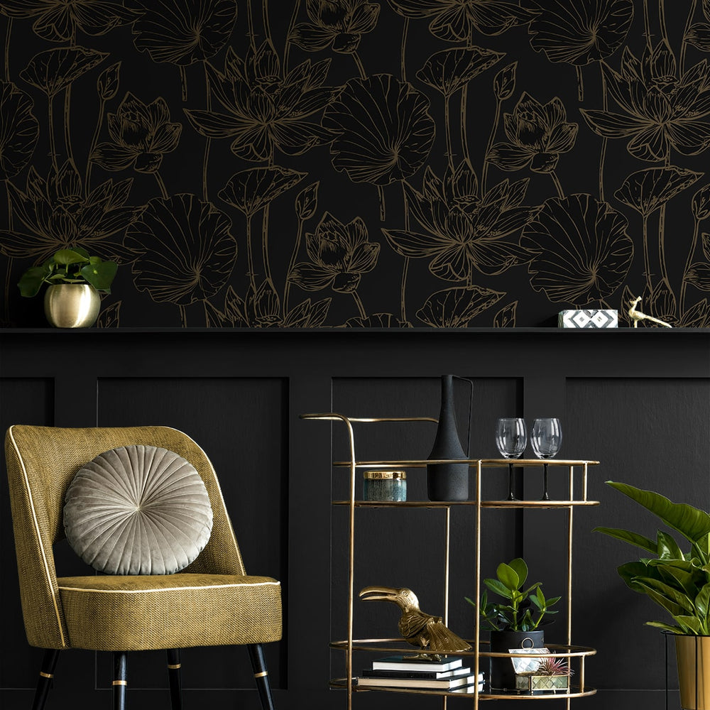 
                  
                    NW59710 lotus floral peel and stick wallpaper entryway from NextWall
                  
                