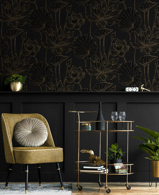 NW59710 lotus floral peel and stick wallpaper entryway from NextWall