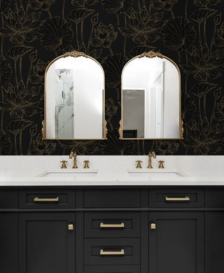 NW59710 lotus floral peel and stick wallpaper bathroom from NextWall