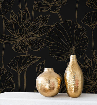 NW59710 lotus floral peel and stick wallpaper decor from NextWall