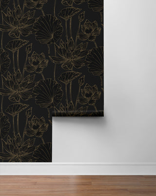 NW59710 lotus floral peel and stick wallpaper roll from NextWall