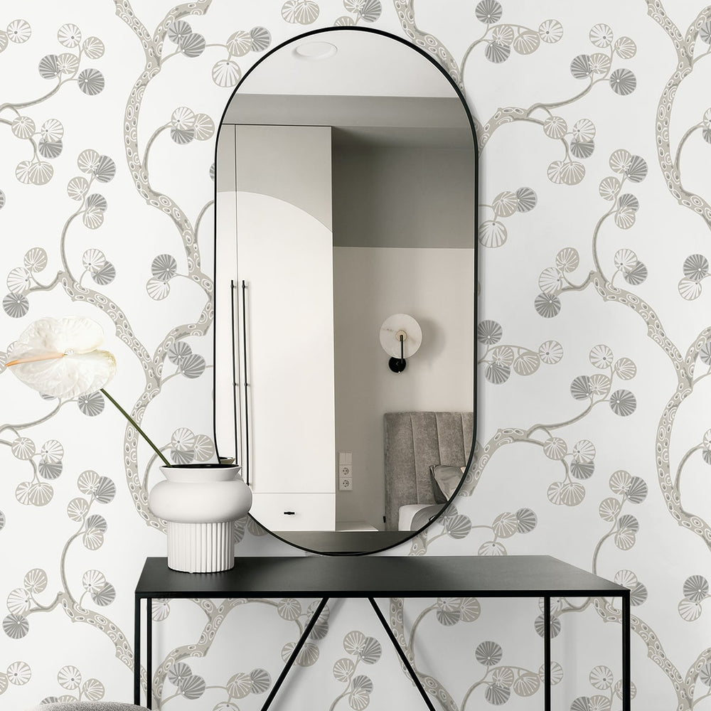 NW59800 tree botanical peel and stick wallpaper entryway from NextWall