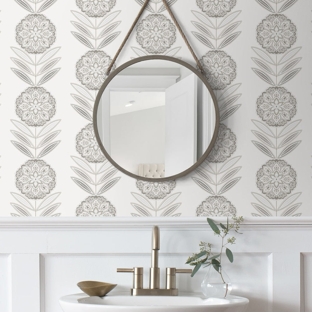 
                  
                    NW59900 folk floral peel and stick wallpaper bathroom from NextWall
                  
                