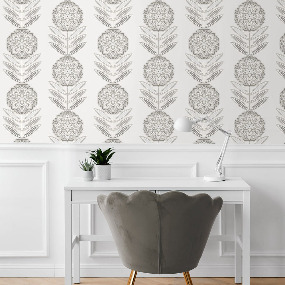 NW59900 folk floral peel and stick wallpaper office from NextWall