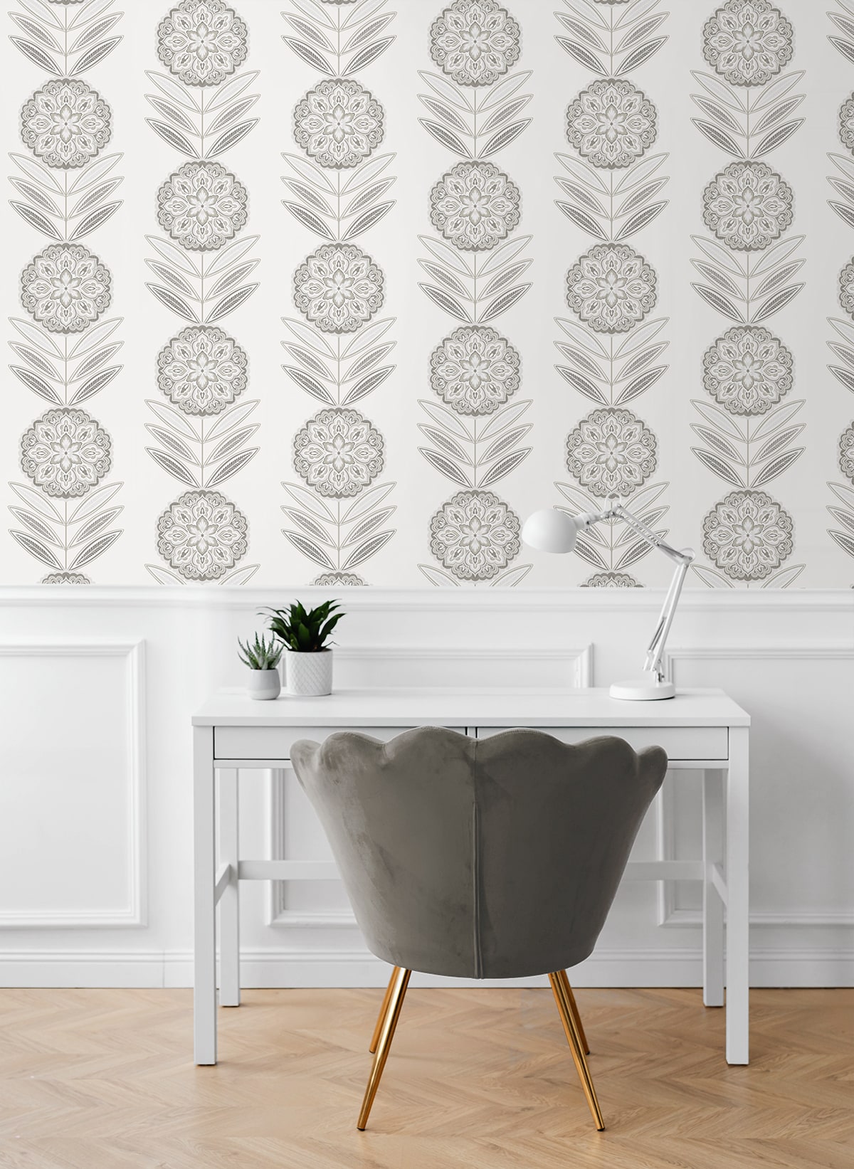 NW59900 folk floral peel and stick wallpaper office from NextWall