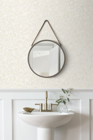 NW60000 floral peel and stick wallpaper bathroom from NextWall
