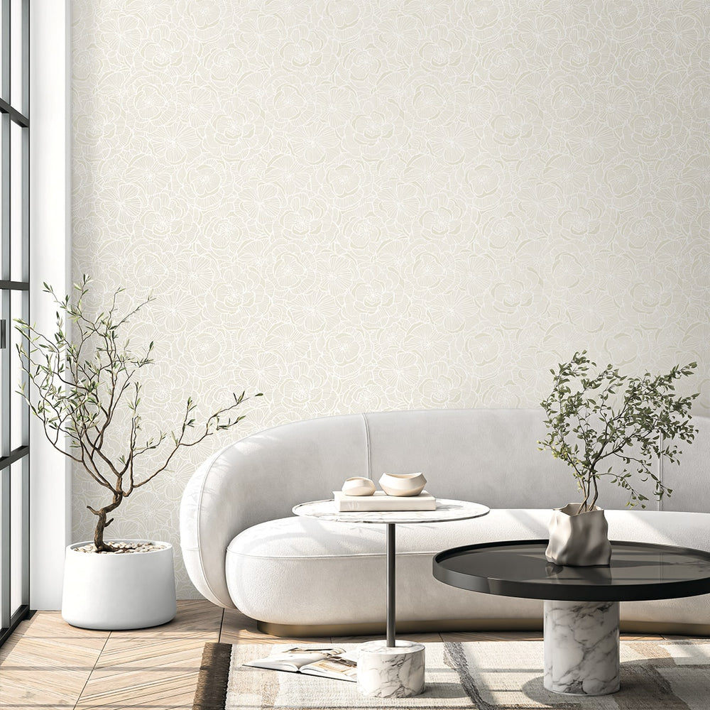 NW60000 floral peel and stick wallpaper living room from NextWall