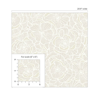 NW60000 floral peel and stick wallpaper scale from NextWall