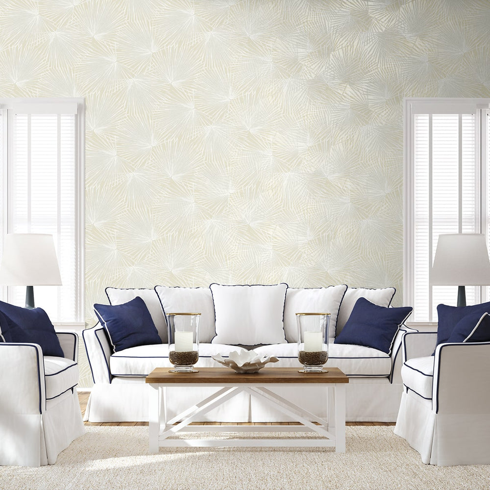 NW60100 palm leaf peel and stick wallpaper living room from NextWall