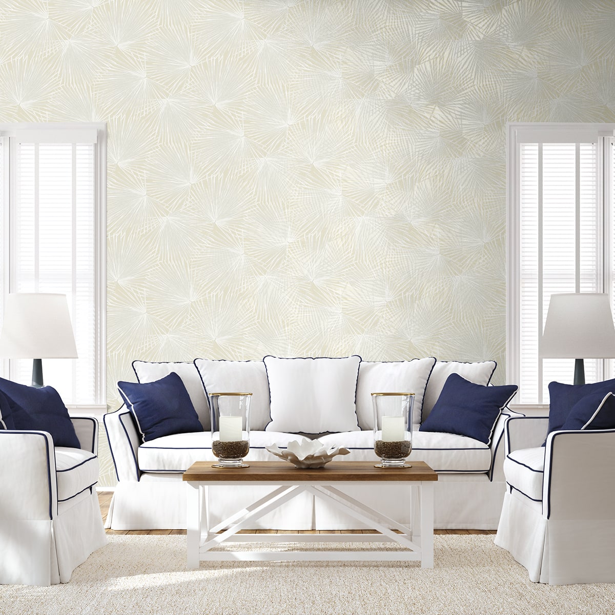 NW60100 palm leaf peel and stick wallpaper living room from NextWall