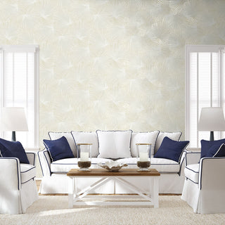 NW60100 palm leaf peel and stick wallpaper living room from NextWall