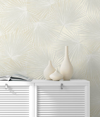 NW60100 palm leaf peel and stick wallpaper accent from NextWall