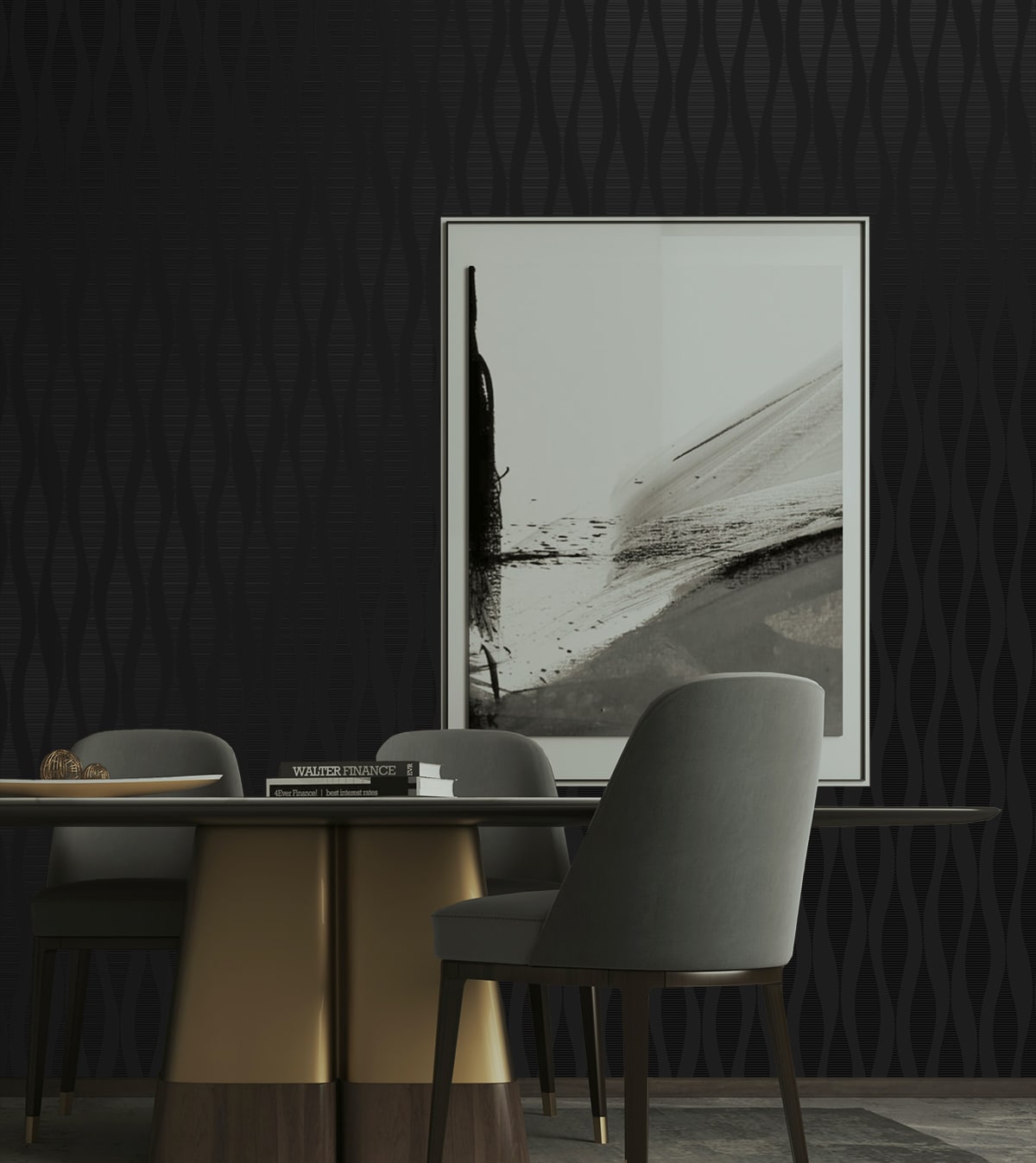 NW60200 geometric peel and stick wallpaper dining room from NextWall