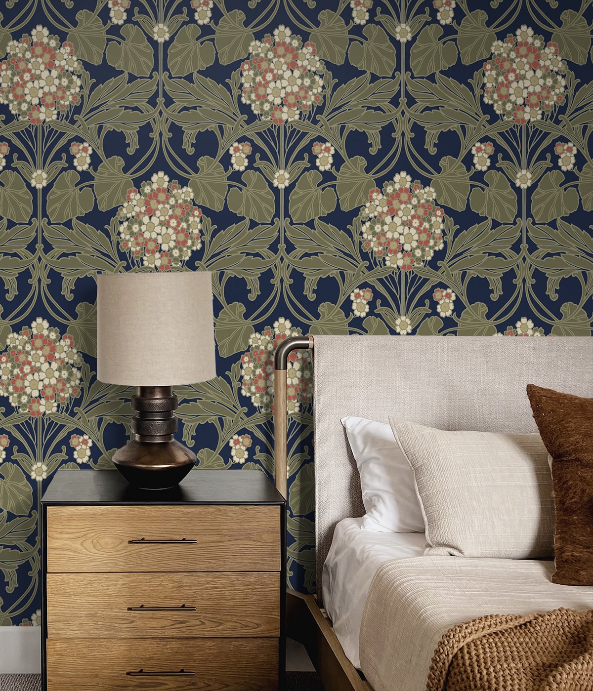 Hydrangea Floral Vintage Premium Peel and Stick Removable
