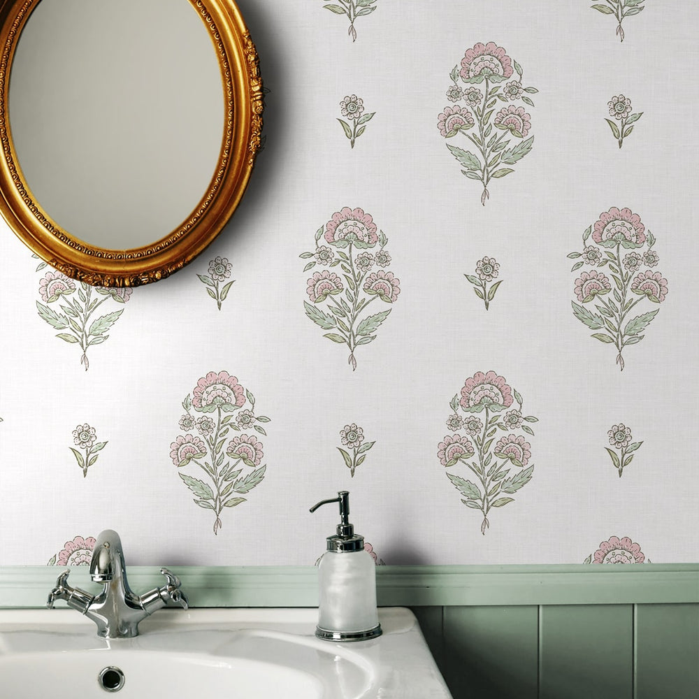 
                  
                    NW60701 floral spot premium nonwoven peel and stick wallpaper bathroom from NextWall
                  
                