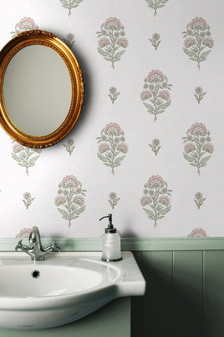 NW60701 floral spot premium nonwoven peel and stick wallpaper bathroom from NextWall