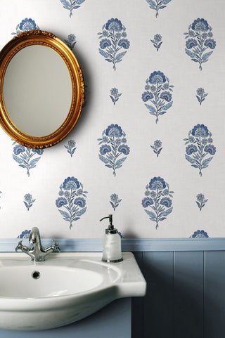 NW60702 floral spot premium nonwoven peel and stick wallpaper bathroom from NextWall