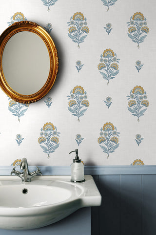 NW60703 floral spot premium nonwoven peel and stick wallpaper bathroom from NextWall