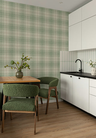 NW60804 Linen Cut Plaid Peel and Stick Removable Wallpaper Kitchen at Say Decor
