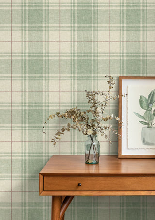 NW60804 Linen Cut Plaid Peel and Stick Removable Wallpaper Decor at Say Decor