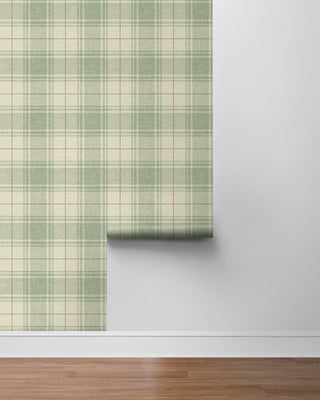 NW60804 Linen Cut Plaid Peel and Stick Removable Wallpaper Roll at Say Decor