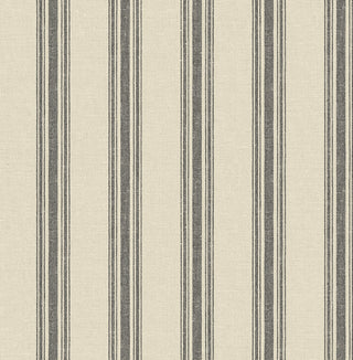 Woven Ticking Stripe Peel and Stick Removable Wallpaper in shade Black at Say Decor