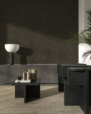 Mitchell Black Sabrina Yvonne Nala Geometric Wallpaper decor in shade Dark Cocoa at Say Decor