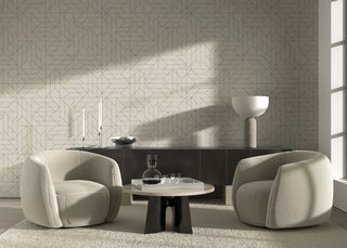Mitchell Black Sabrina Yvonne Nala Geometric Wallpaper Living Room  in shade Linen at Say Decor
