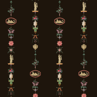 Mitchell Black Château Papers NeoClassical Stripe Wallpaper in shade Black Lacquer at Say Decor