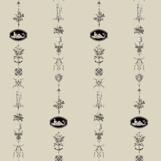 Mitchell Black Château Papers NeoClassical Stripe Wallpaper in shade Cream and Black at Say Decor