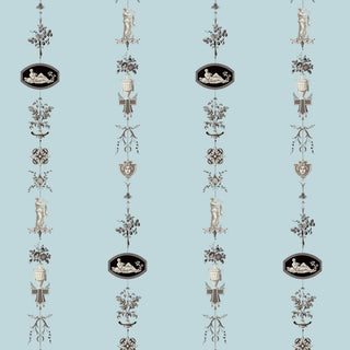 Mitchell Black Château Papers NeoClassical Stripe Wallpaper in shade Daytime Blue at Say Decor