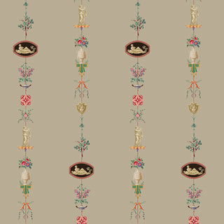 Mitchell Black Château Papers NeoClassical Stripe Wallpaper in shade Parchment Brown at Say Decor