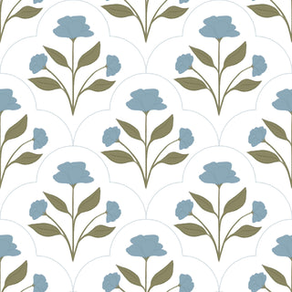 Nicole Blue Floral Peel and Stick Wallpaper from Say Decor