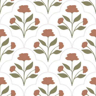 Nicole Red Floral Peel and Stick Wallpaper from Say Decor