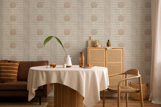 Mitchell Black Forbes Masters Nomalanga Geometric Wallpaper Dining Room in shade Linen at Say Decor