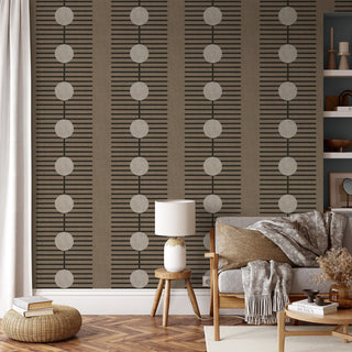 Mitchell Black Forbes Masters Nomalanga Geometric Wallpaper living room in shade Mocha at Say Decor