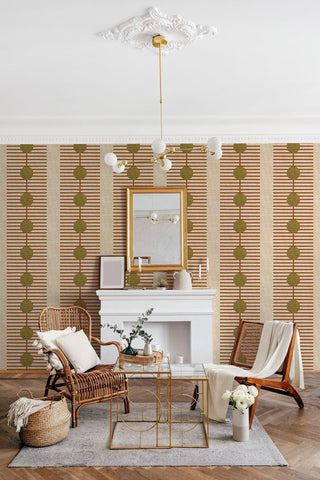 Mitchell Black Forbes Masters Nomalanga Geometric Wallpaper Living Room in shade Terracotta at Say Decor