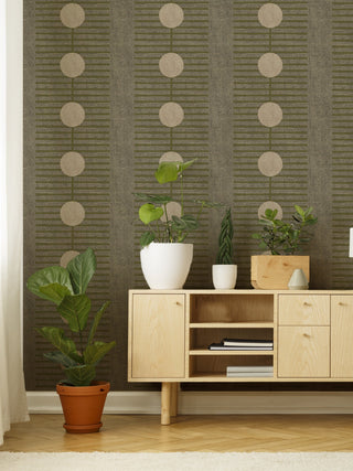 Mitchell Black Forbes Masters Nomalanga Geometric Wallpaper Living Room in shade Olive Linen at Say Decor