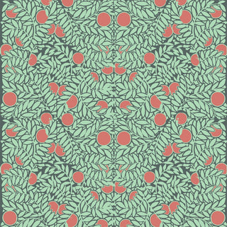 Mitchell Black Orange Bush Botanical Wallpaper Mint at Say Decor