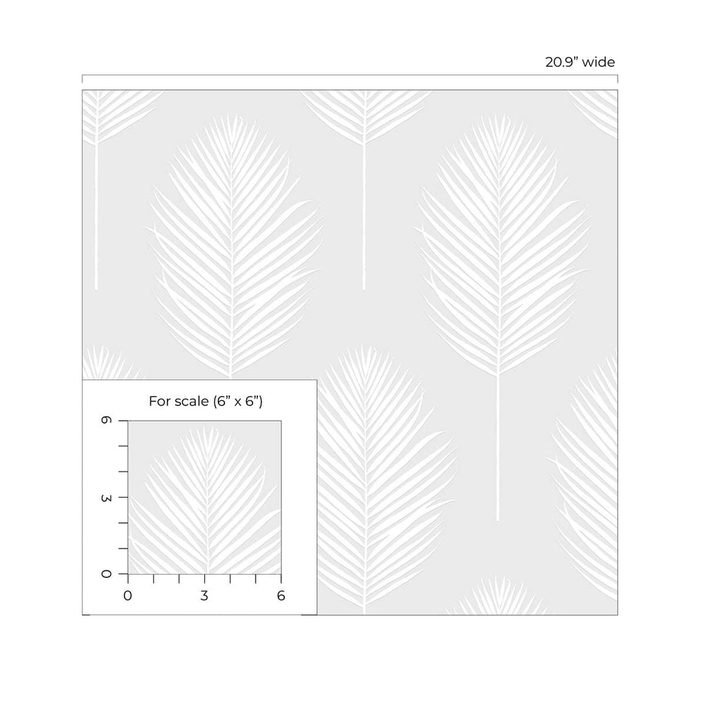 PP10600 palm leaf paintable peel and stick wallpaper scale from NextWall