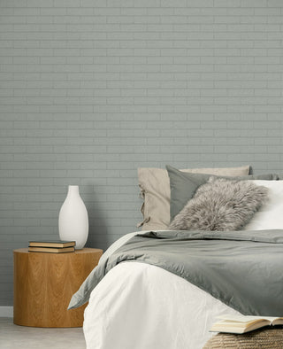 PP10900 faux brick paintable peel and stick wallpaper bedroom from NextWall