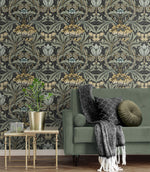PR10010 vintage floral morris prepasted wallpaper decor from Seabrook Designs