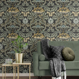 PR10010 vintage floral morris prepasted wallpaper decor from Seabrook Designs