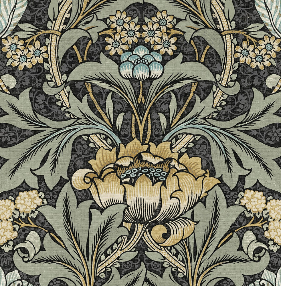 PR10010 vintage floral morris prepasted wallpaper from Seabrook Designs